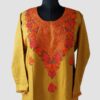 Mustard Raffal Aari Work Kurta