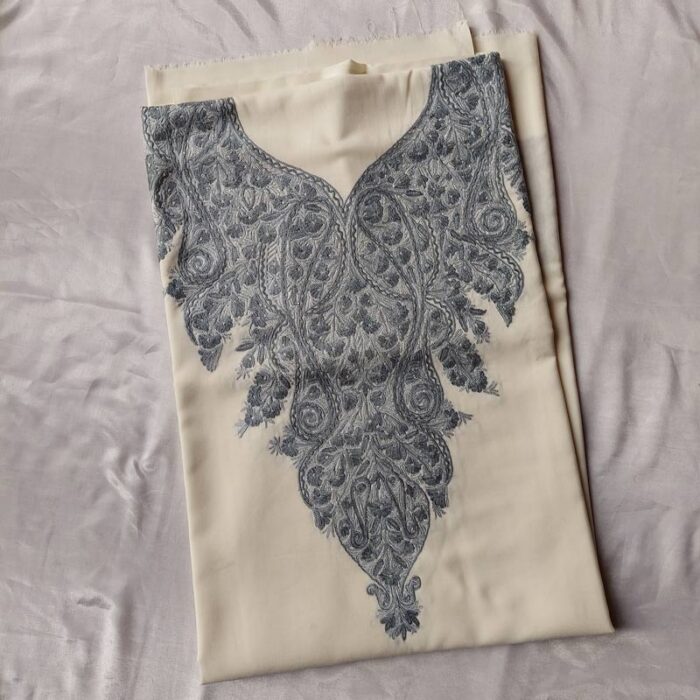 Off White Summer Cool Front Back Hand Aari Suit