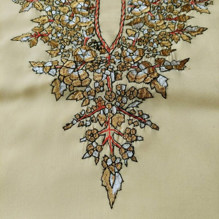 Light Yellow Summer Cool Paper Mache Handwork Suit - Image 3