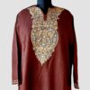 Dark Brown Raffal Hand Aari Work Pheran