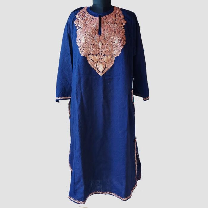 Dark Blue Raffal Bronze Tilla Pheran - Image 2