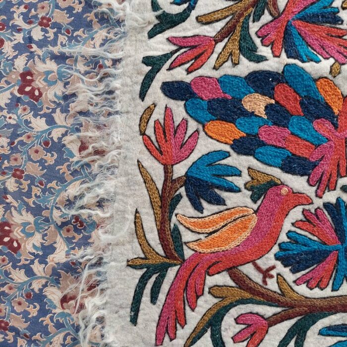 6x4 Flora n Fauna Double Work Handmade Aari Embroidered Wool Namda - Image 2