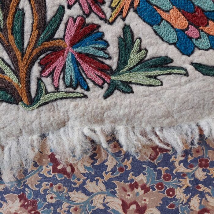 6x4 Flora n Fauna II Double Work Handmade Aari Embroidered Wool Namda - Image 4