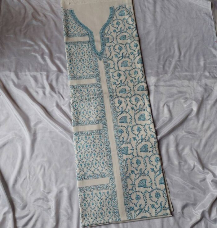 White Ruby Cottom A Shaped Sozni Jali Work Suit - Image 2