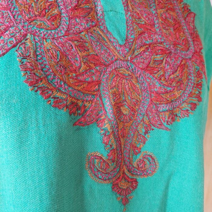 Parrot Green Raffal Sozni Work Pheran - Image 3