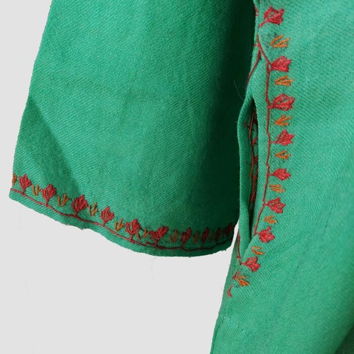 Parrot Green Raffal Sozni Work Pheran - Image 4