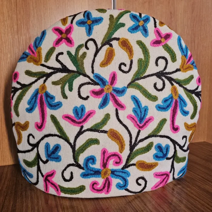 Floral Sabzar Kashmiri Crewel Tea Cozy with Hand Embroidery | Bulbul