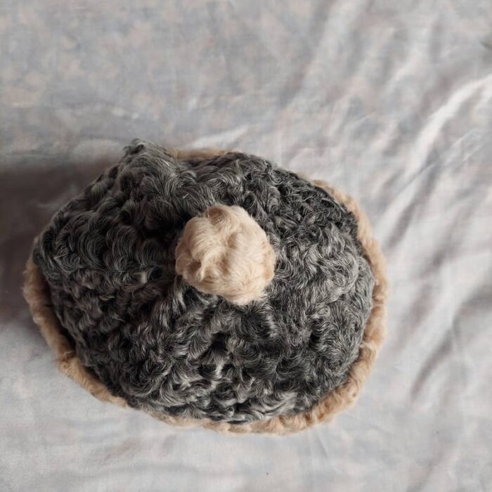 Round Grey Light Brown Kashmiri Karakuli Cap - Image 2