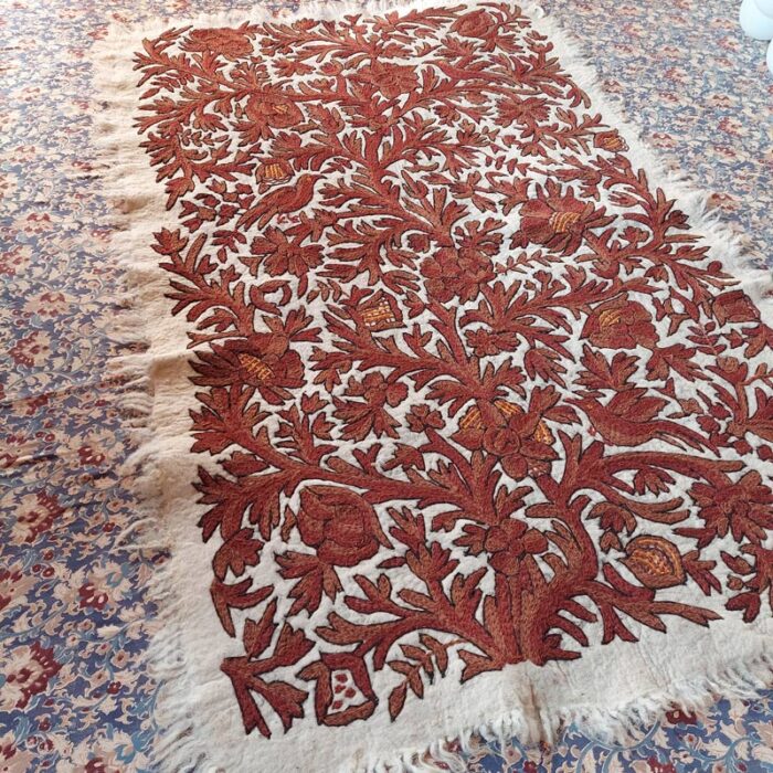 6x4 Harud Double Work Handmade Aari Embroidered Wool Namda - Image 4