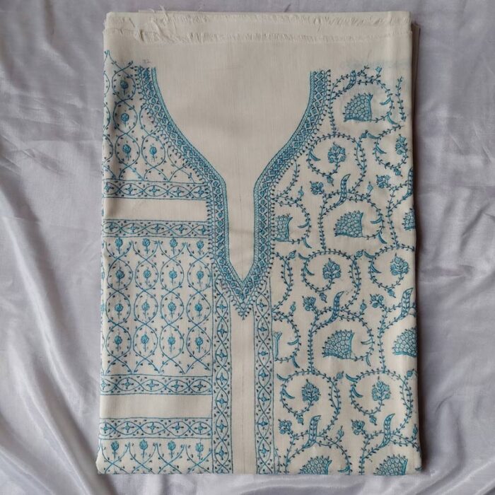 White Ruby Cottom A Shaped Sozni Jali Work Suit