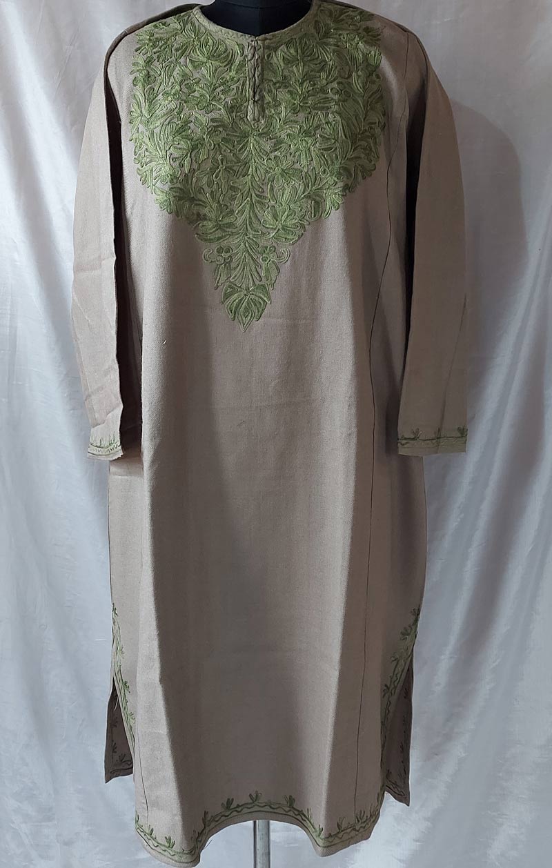 Brown Cashmilon Pheran With Aari Work - Image 2