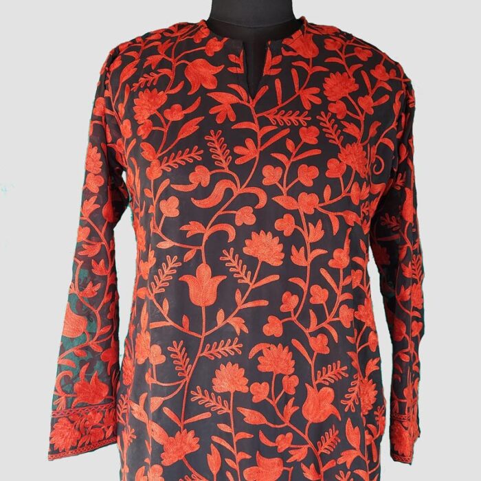 Black Aari Emroidered Georgette Kurta