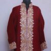 Maroon Semi Pashmina Kashmiri Jacket With Hand Aari Work