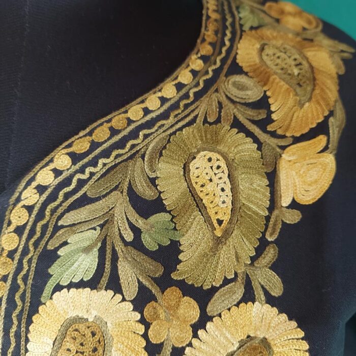 Black Summer Cool Aari Work Kurta - Image 3