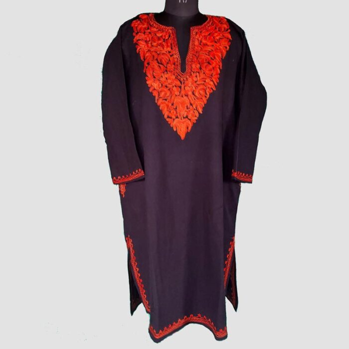 Black Cashmilon Aari Work Pheran - Image 2