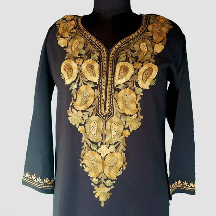 Black Summer Cool Aari Work Kurta