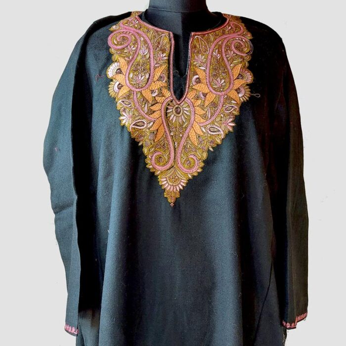 Black Raffal Needle Work Pheran