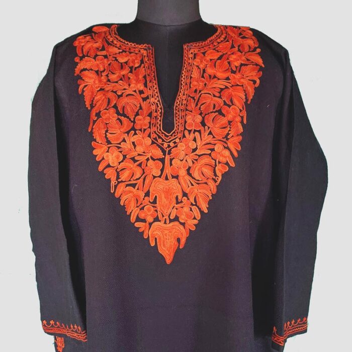 Black Cashmilon Aari Work Pheran