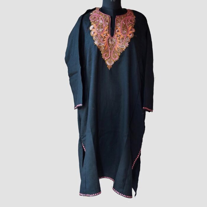 Black Raffal Needle Work Pheran - Image 2
