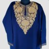 Blue Cashmilon Floral Aari Work Pheran