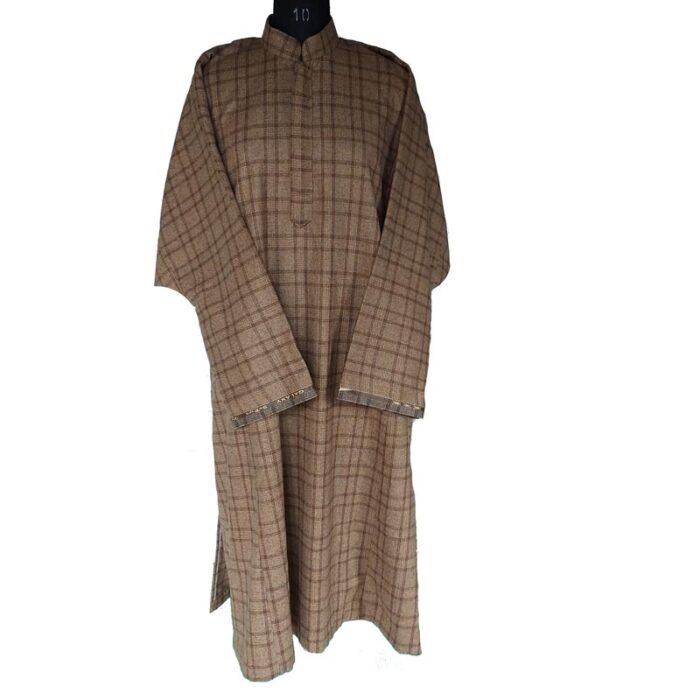 Light Brown Check Design Tweed Pheran - Image 2