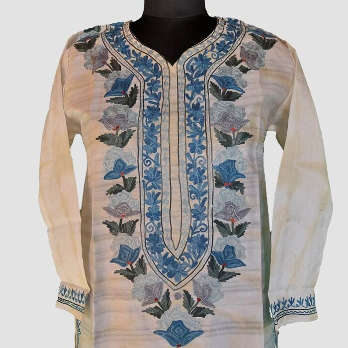 Aqua Silk Aari Work Kurta