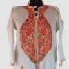 White Cashmilon Chinari Aari Emroidered Kurta with Collar