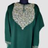 Dark Green Raffal Floral Aari Work Pheran