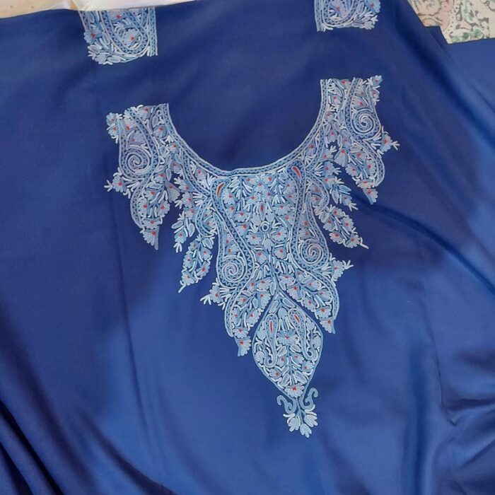 Dark Blue Summer Cool Front Back Hand Aari Suit - Image 2
