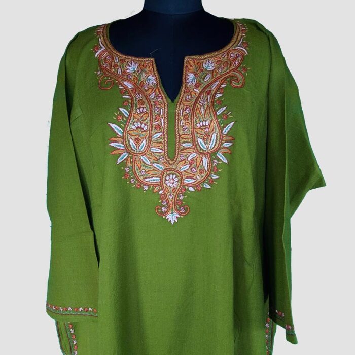 Green Raffal Sozni Work Pheran