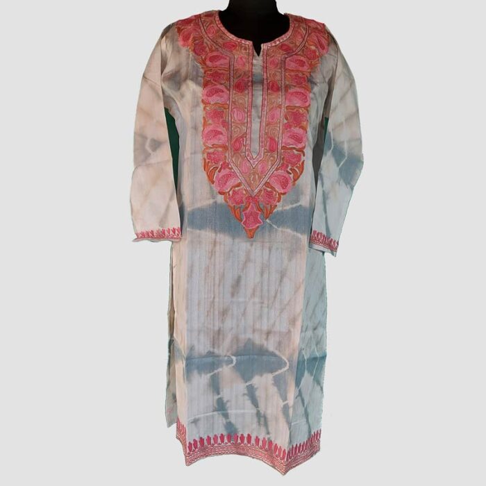 Golabi Silk Aari Work Kurta - Image 2