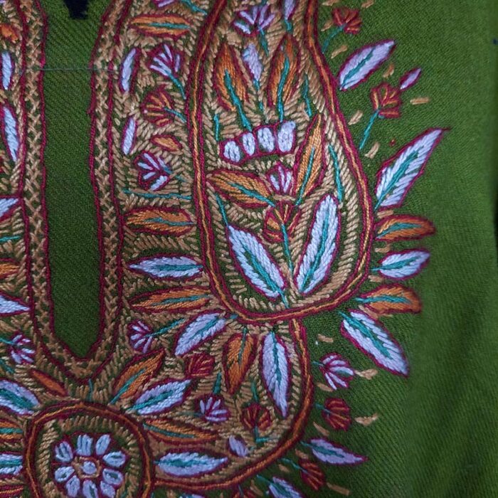Green Raffal Sozni Work Pheran - Image 3