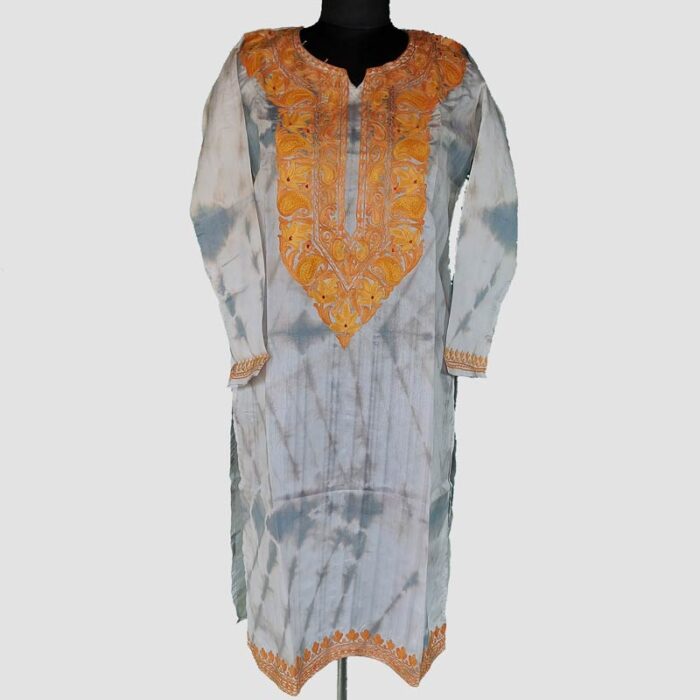 Silk Harud Aari Work Kurta - Image 2