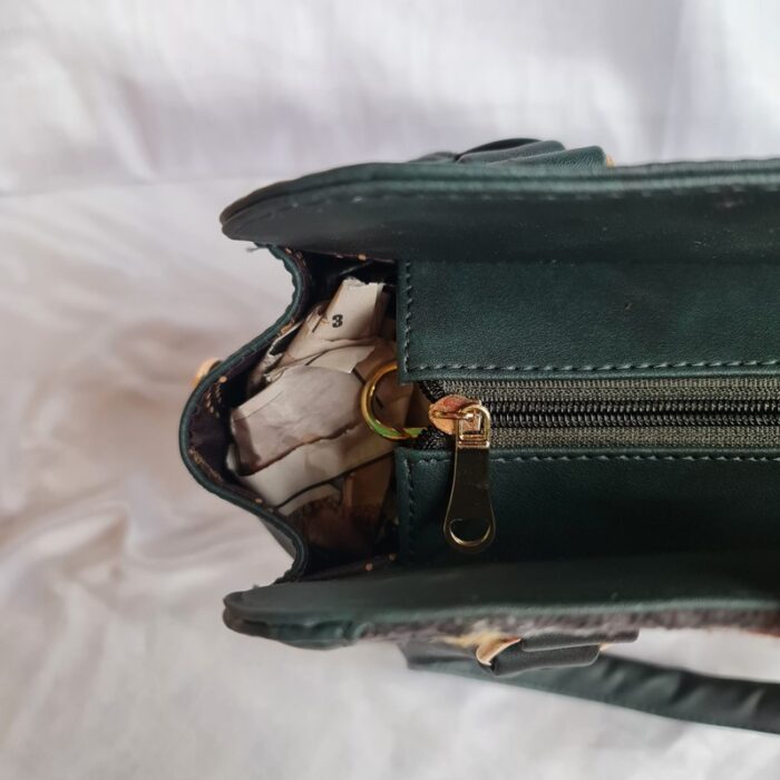 Grey Handwork Kashmiri Leather Handbag Cum Sling - Image 3