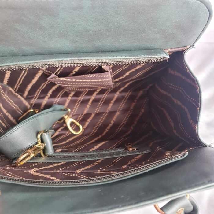 Grey Handwork Kashmiri Leather Handbag Cum Sling - Image 4