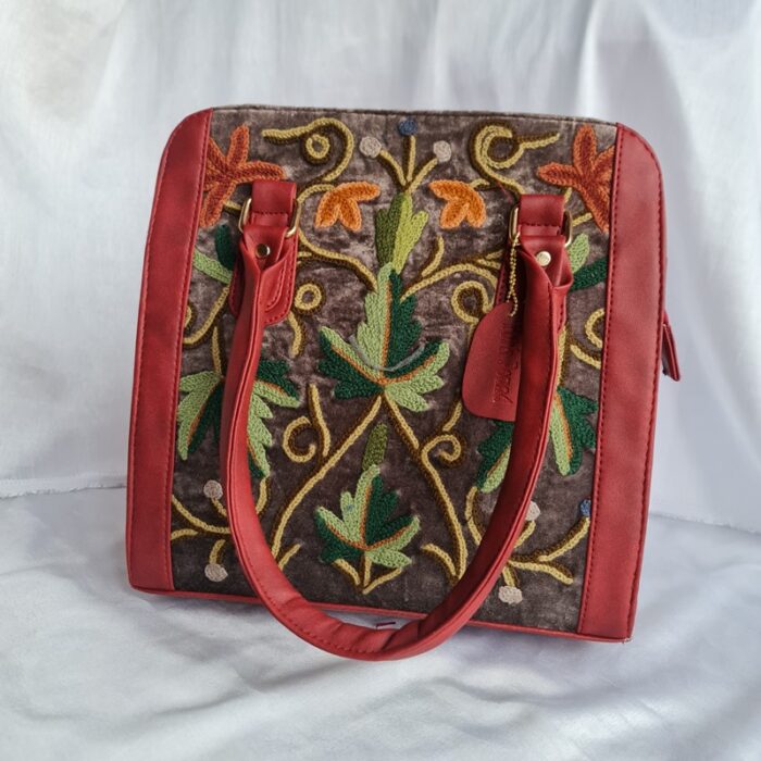 Maroon Handwork Leather Handbag Cum Sling
