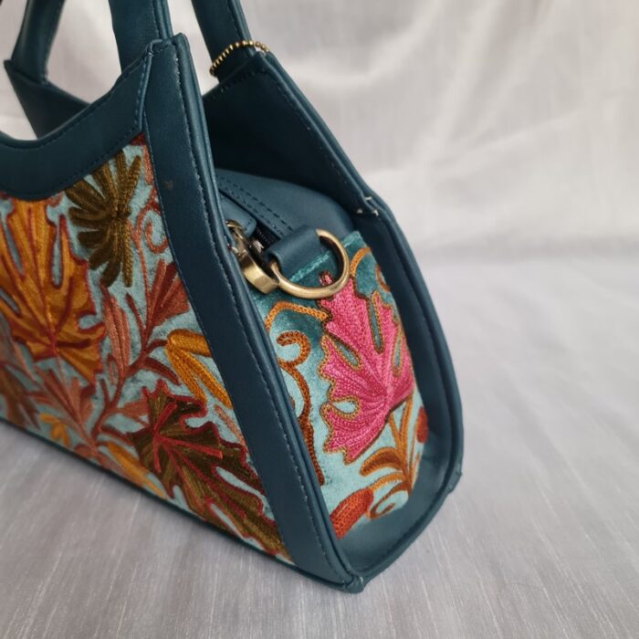 Dark Blue Leather Angle Handbag Cum Sling - Image 2