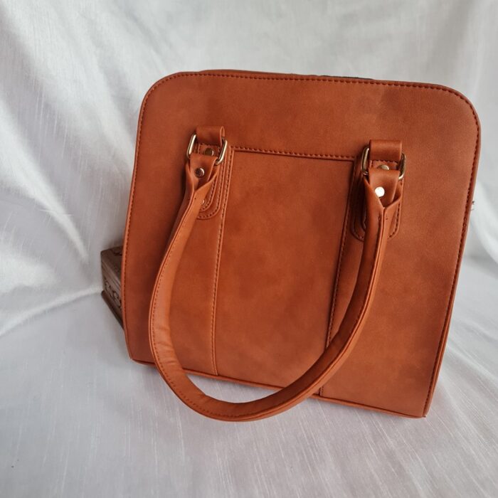 Brown Leather Black Base Handwork Handbag Cum Sling - Image 4