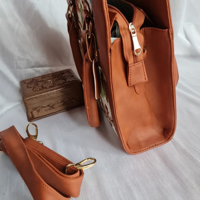 Brown Handwork Leather Handbag Cum Sling - Image 2