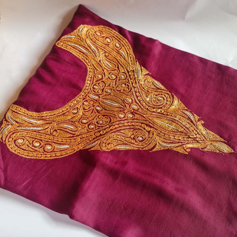 Wine Color Ruby Cotton Suit With Tilla Work - Image 3