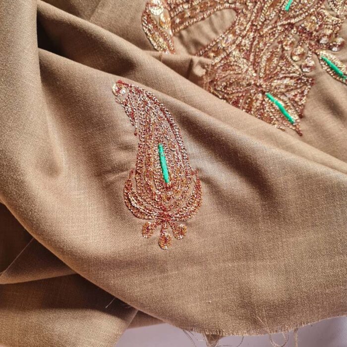 Light Brown Ruby Cotton Suit With Tilla Work - Image 3