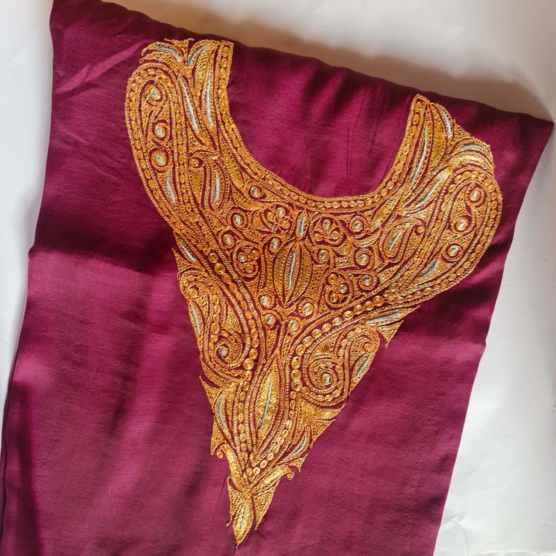 Wine Color Ruby Cotton Suit With Tilla Work - Image 4