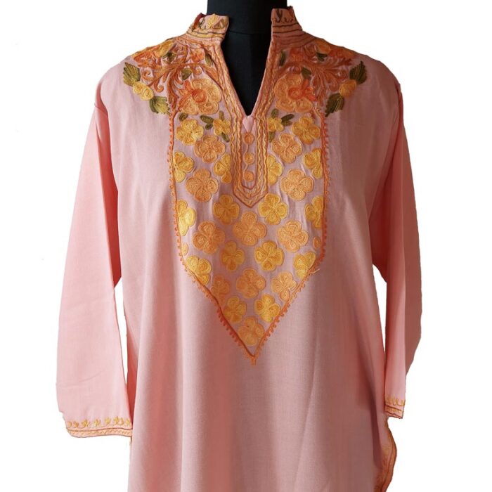 Light Pink Summer Aari Work Kurta