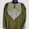 Mehni Green Raffal Floral Aari Work Pheran