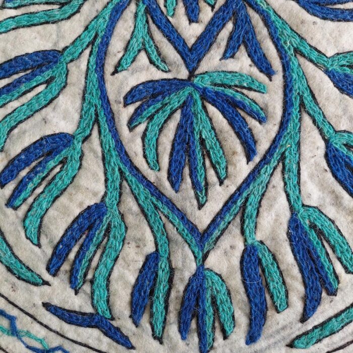 3×5 Oval Blue on White Handmade Namda - Image 2