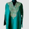 Green Raffal Hand Aari Work Pheran