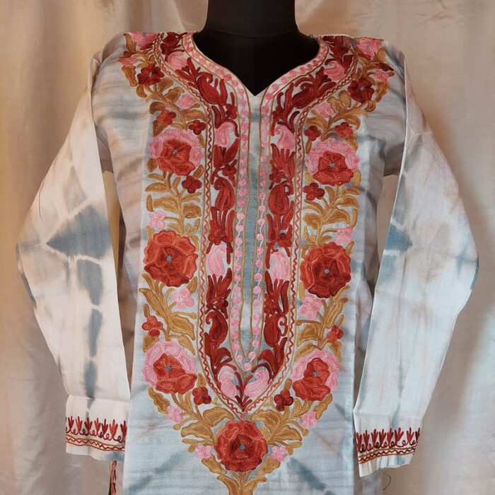 Silk Wazul Aari Work Kurta - Image 4