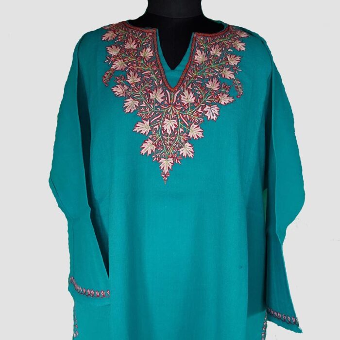 Cyan Raffal Chinari Sozni Work Pheran