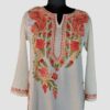 White Summer Cool Floral Aari Work Kurta