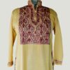 Light Yellow Summer Cool Multi Color Aari Work Kurta with Collar